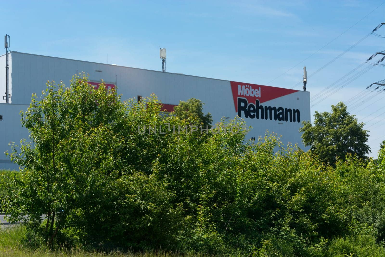 VELBERT, NRW, GERMANY - MAY 26, 2018:..View of the large furniture store Rehmann in Velbert. Entrance area exhibition and warehouse