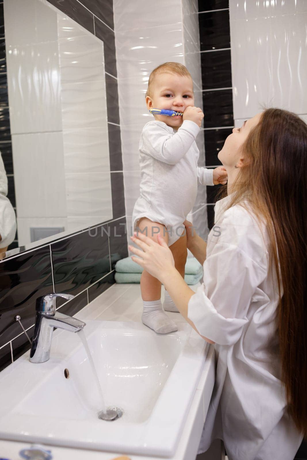 Little baby boy with tooth brush