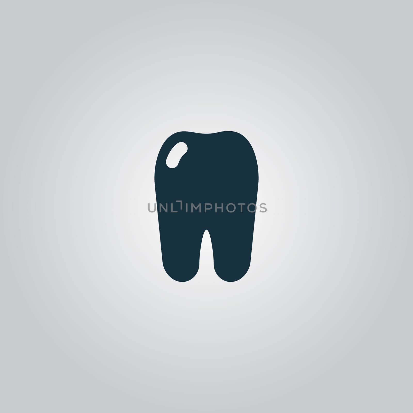 Tooth icon. Flat web icon, sign or button isolated on grey background. Collection modern trend concept design style vector illustration symbol