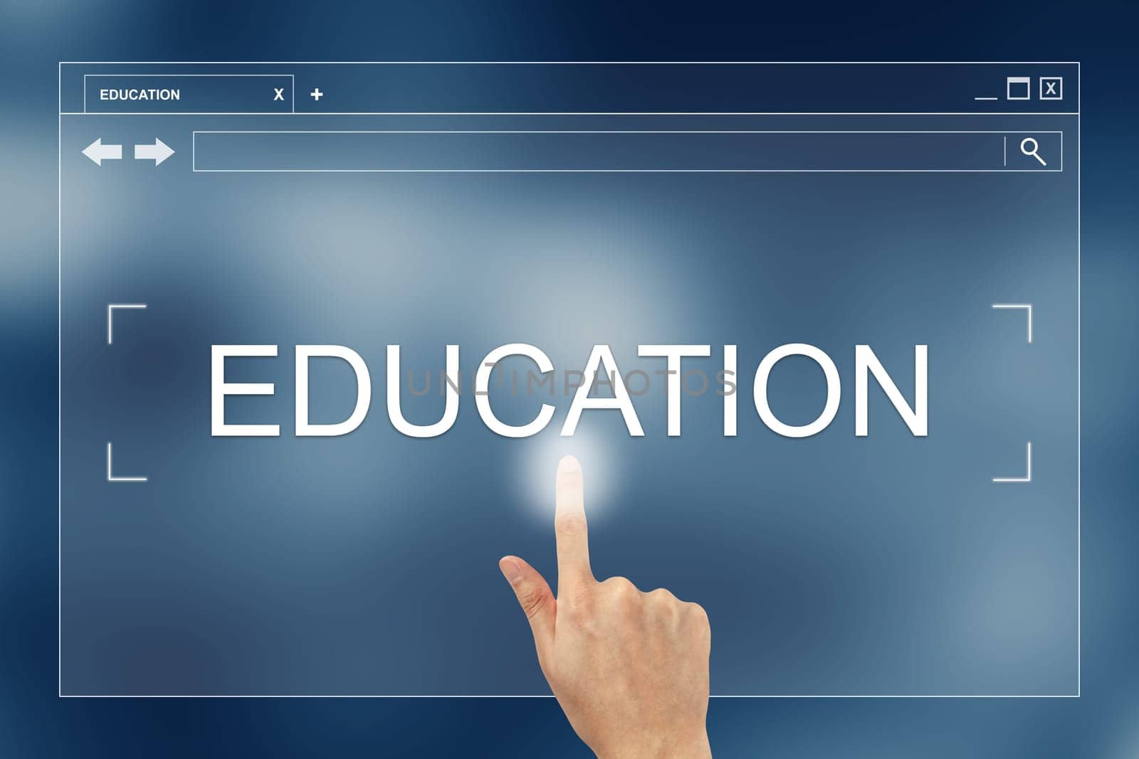 hand press on education button on webpage