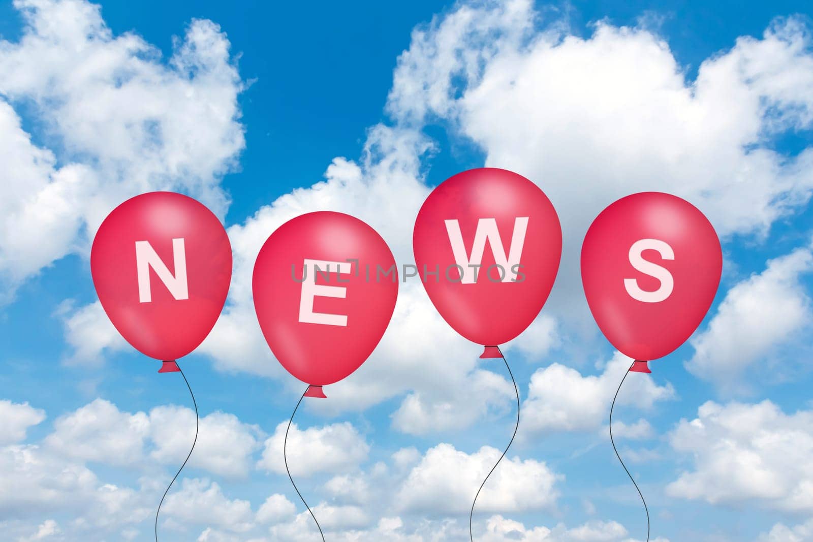 news text on balloon with blue sky background