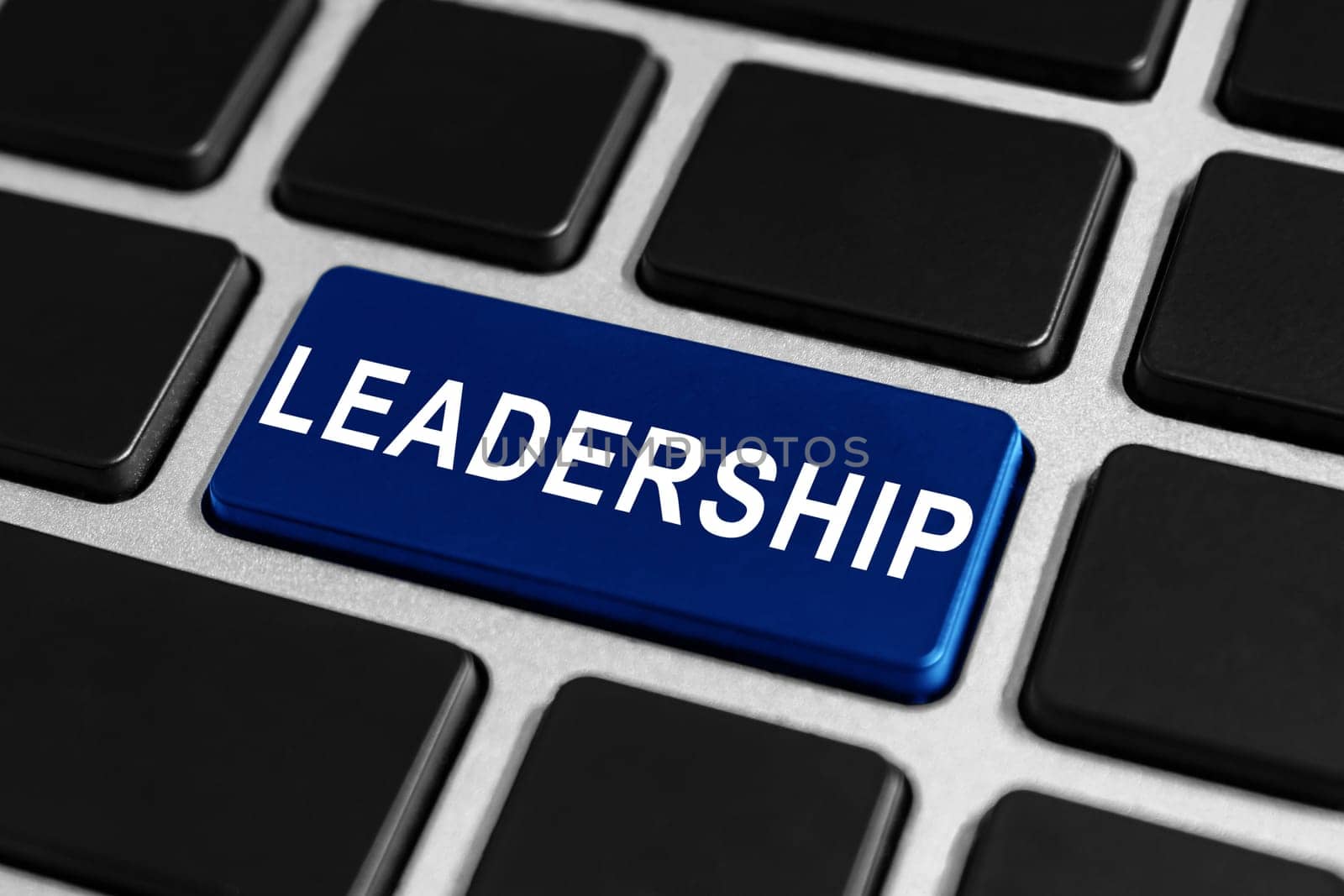 leadership blue button on keyboard, business concept