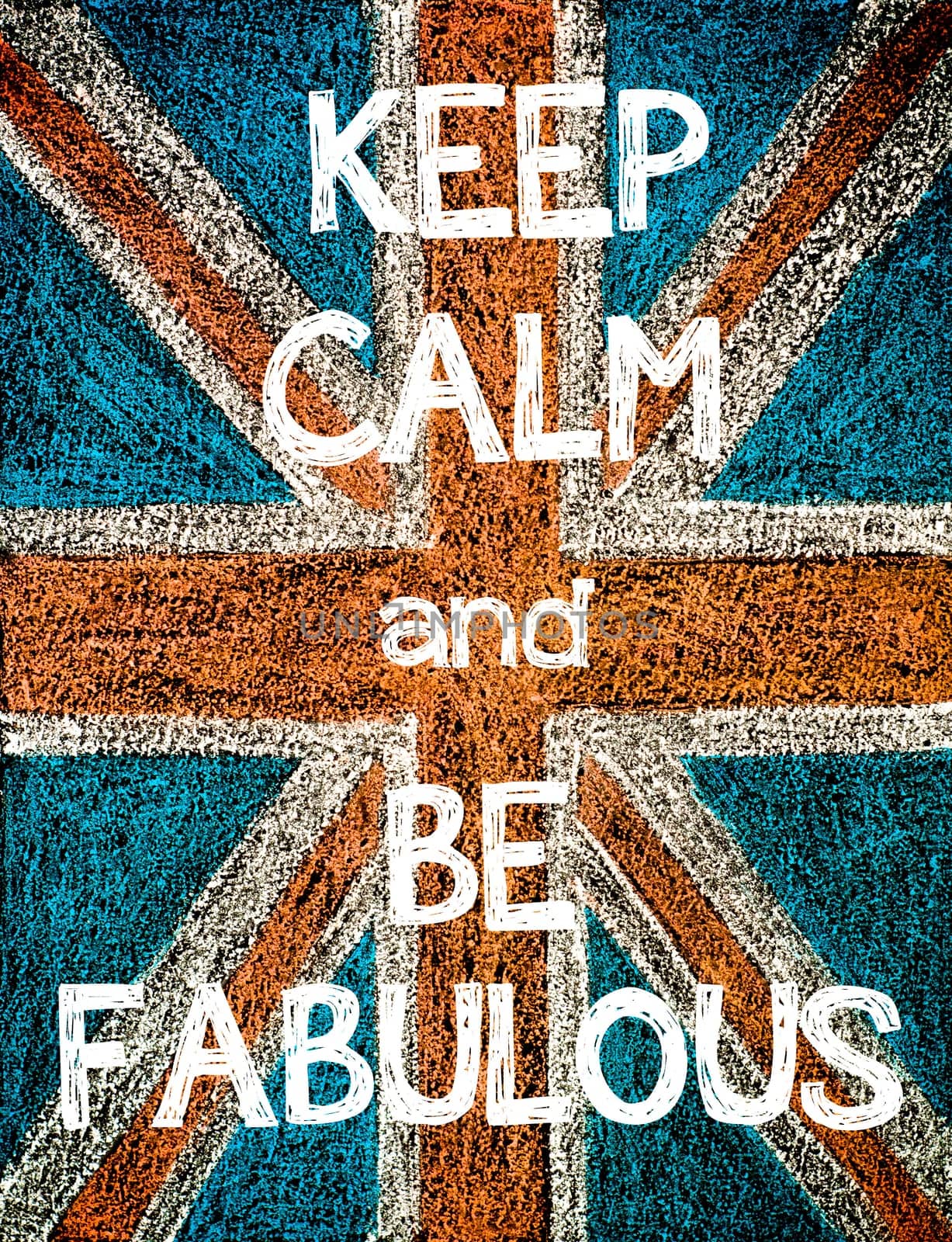 United Kingdom (British Union jack) flag, hand drawing with chalk on blackboard, vintage concept