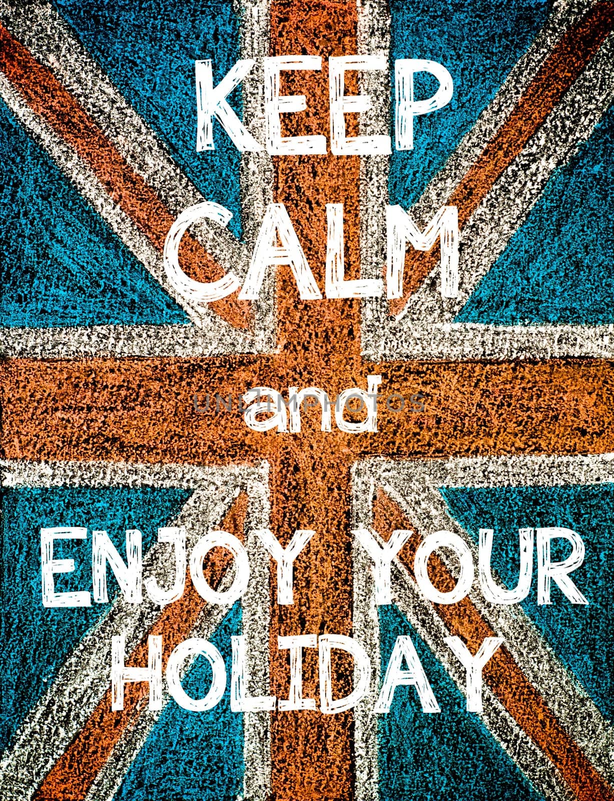 United Kingdom (British Union jack) flag, hand drawing with chalk on blackboard, vintage concept