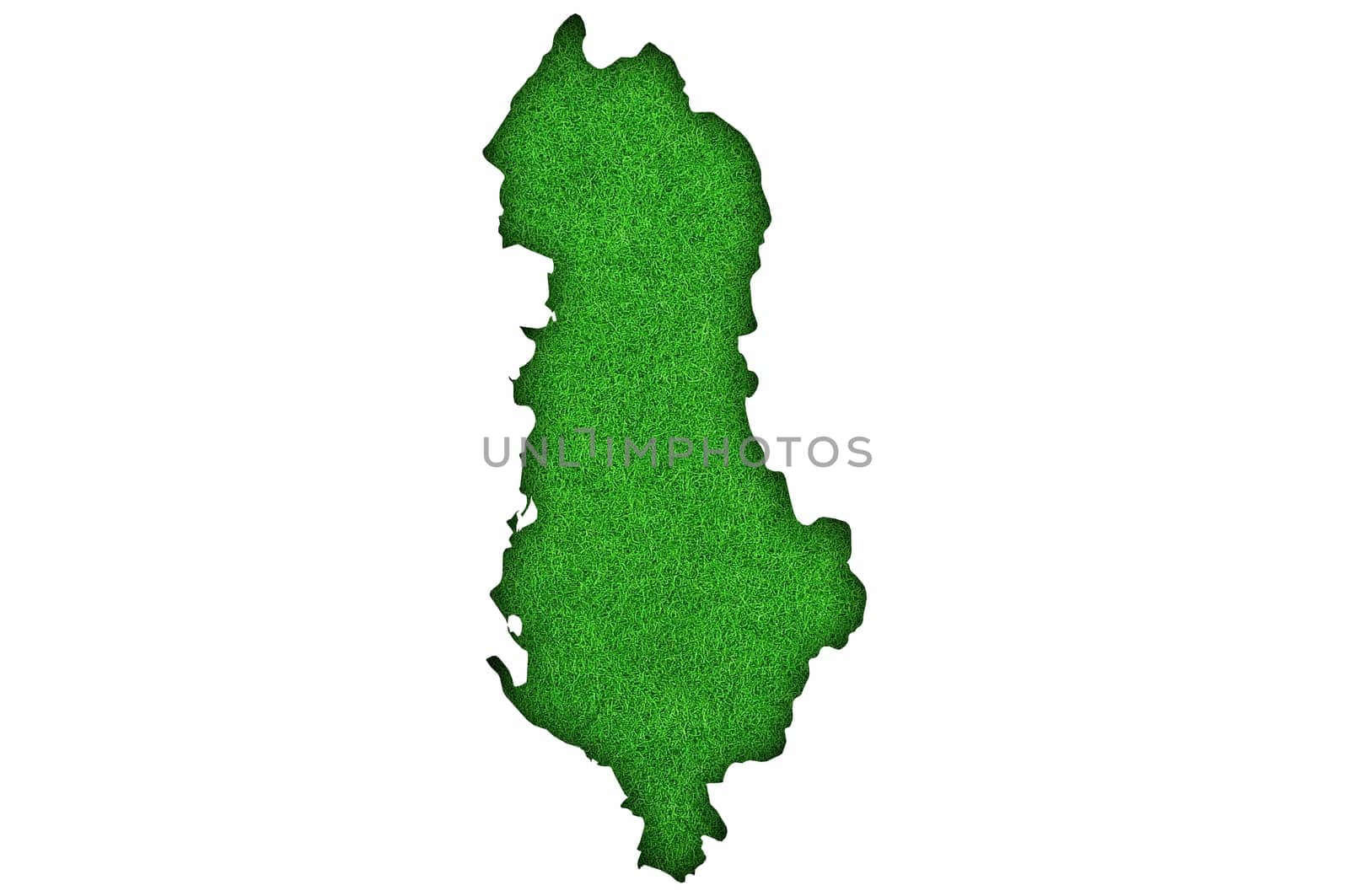 Map of Albania on green felt