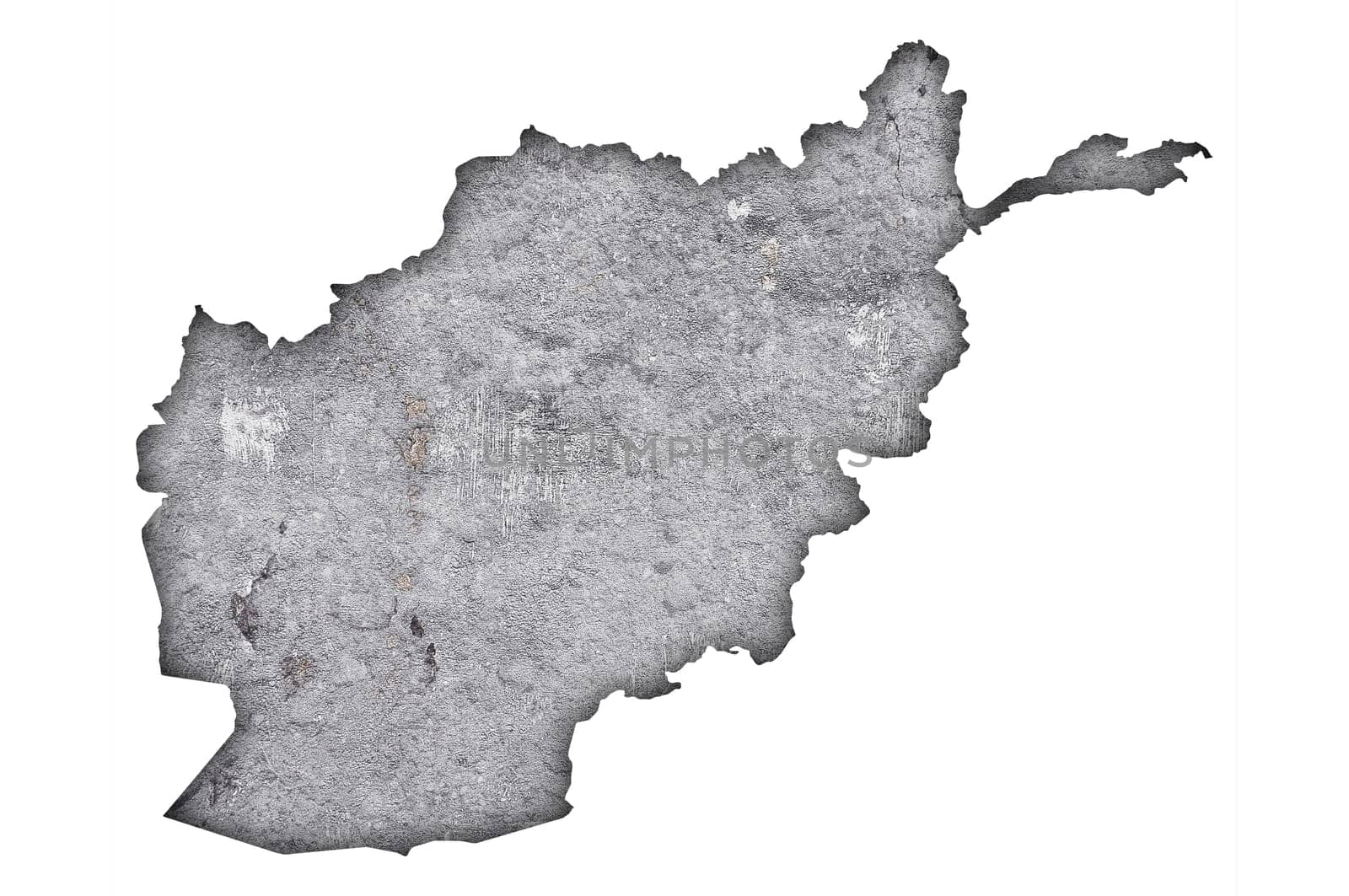 Map of Afghanistan on weathered concrete