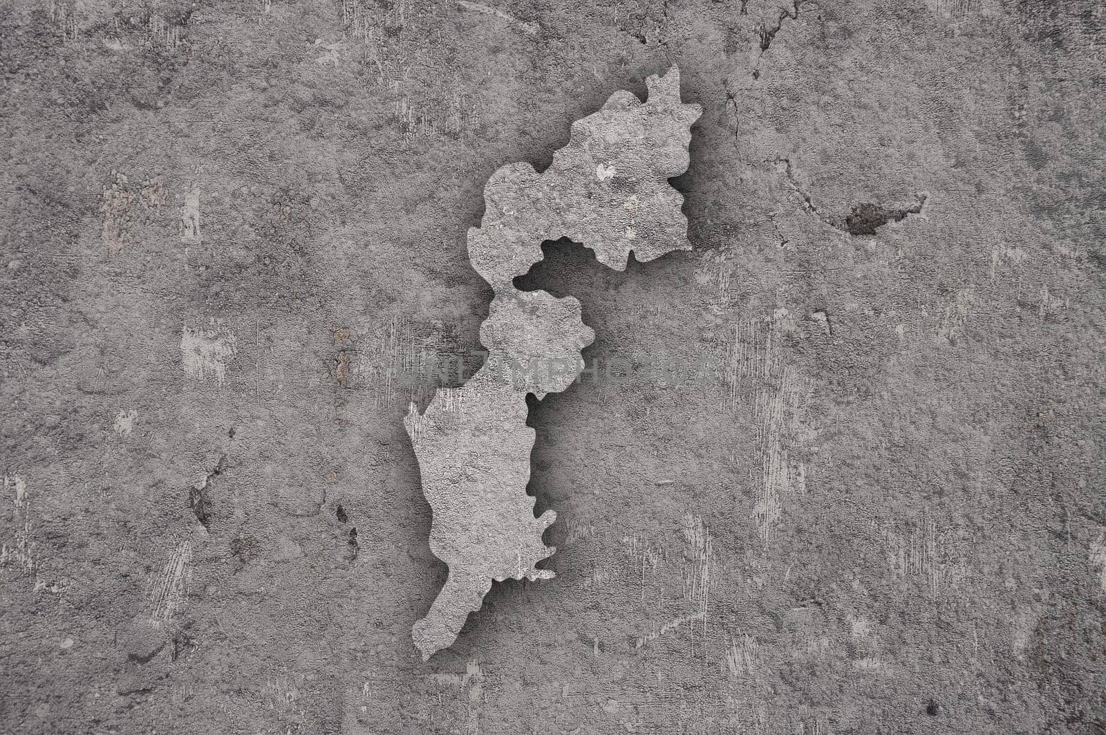 Map of Burgenland on weathered concrete