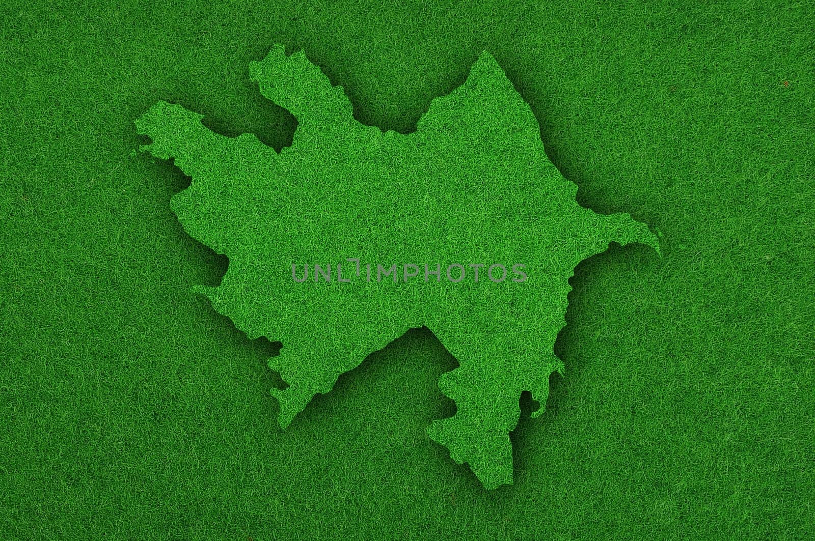Map of Azerbaijan on green felt