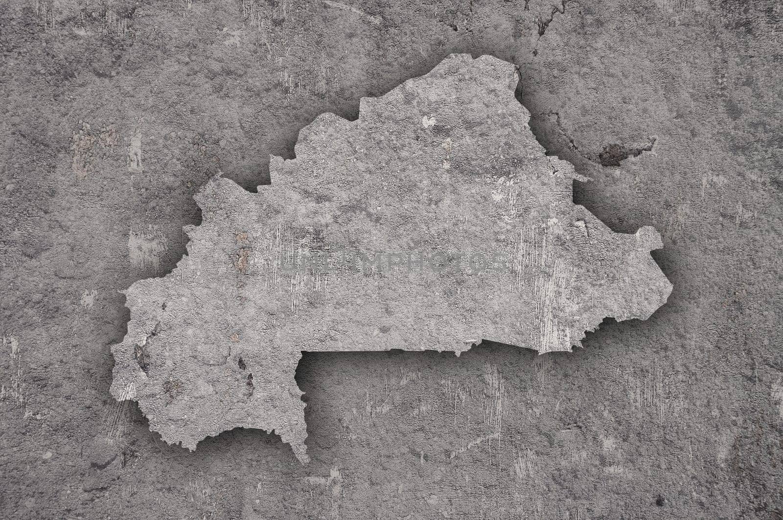 Map of Burkina Faso on weathered concrete