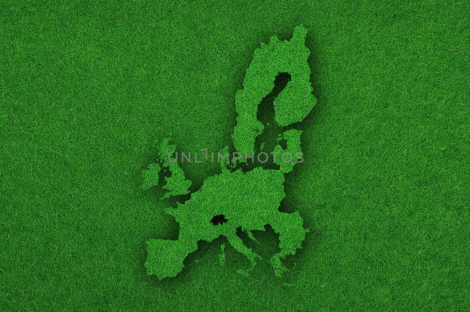 Map of European Union on green felt