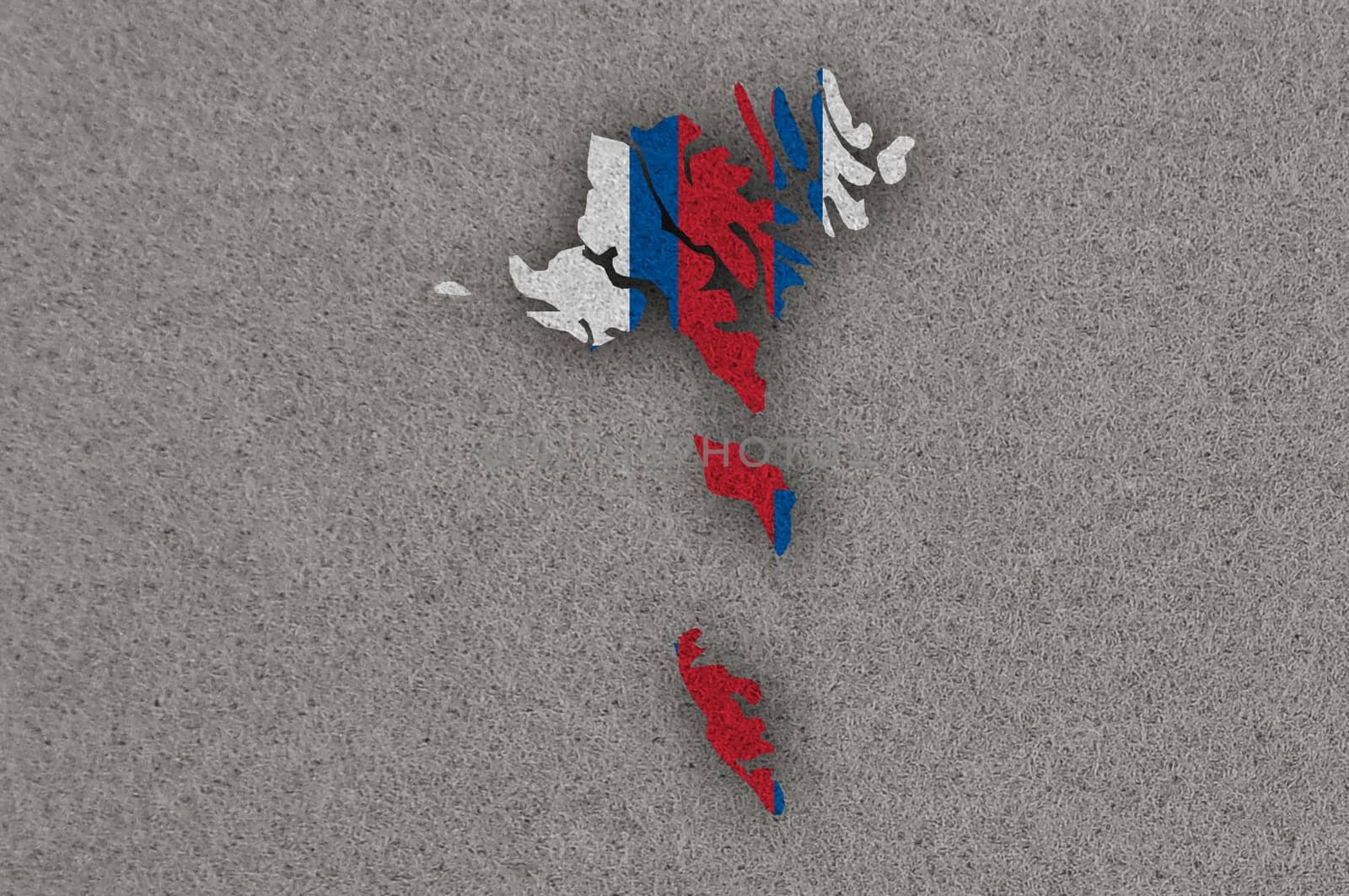 Map and flag of Faroe Islands on felt