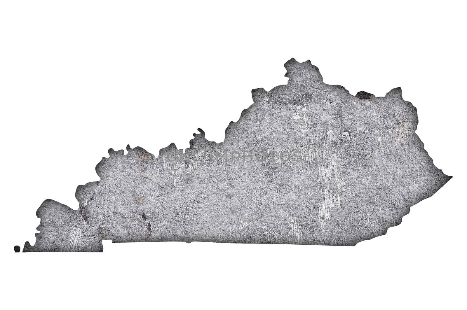 Map of Kentucky on weathered concrete