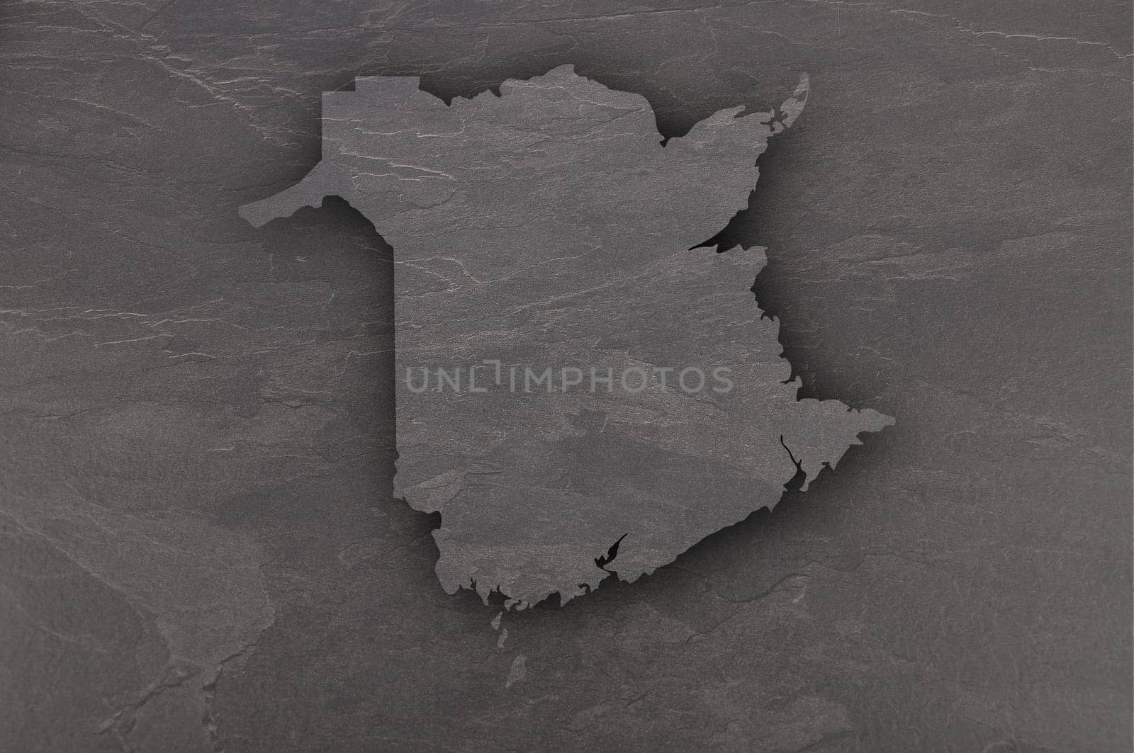 Map of New Brunswick on dark slate