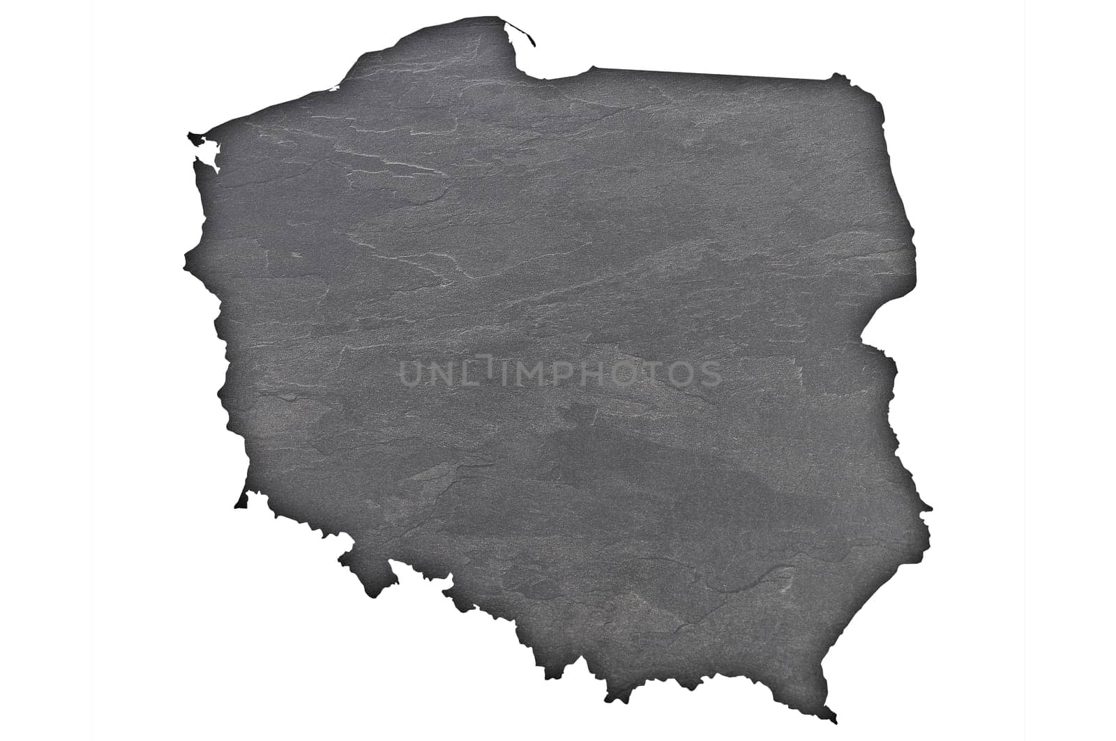 Map of Poland on dark slate