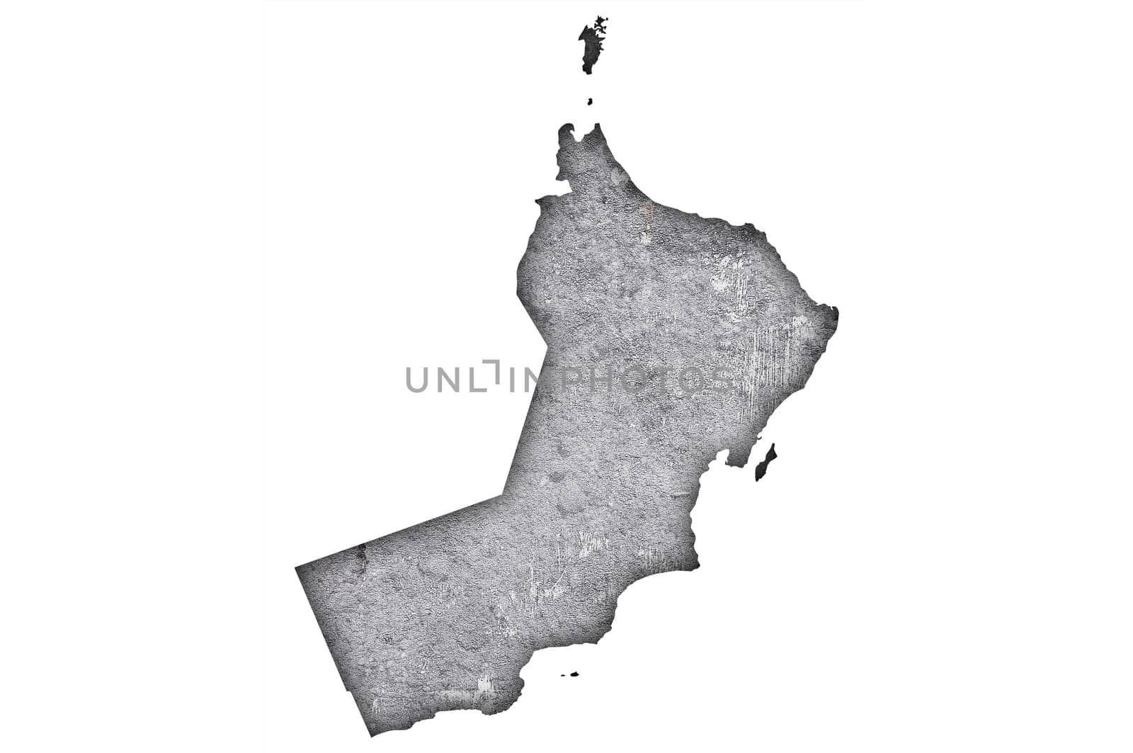 Map of Oman on weathered concrete