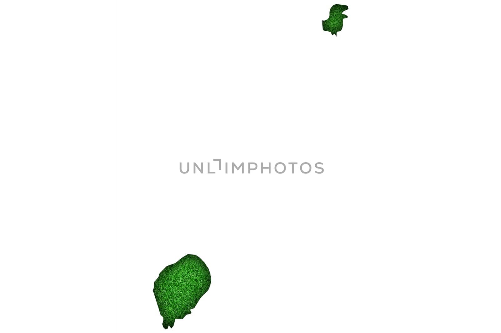 Map of Sao Tome and Principe on green felt