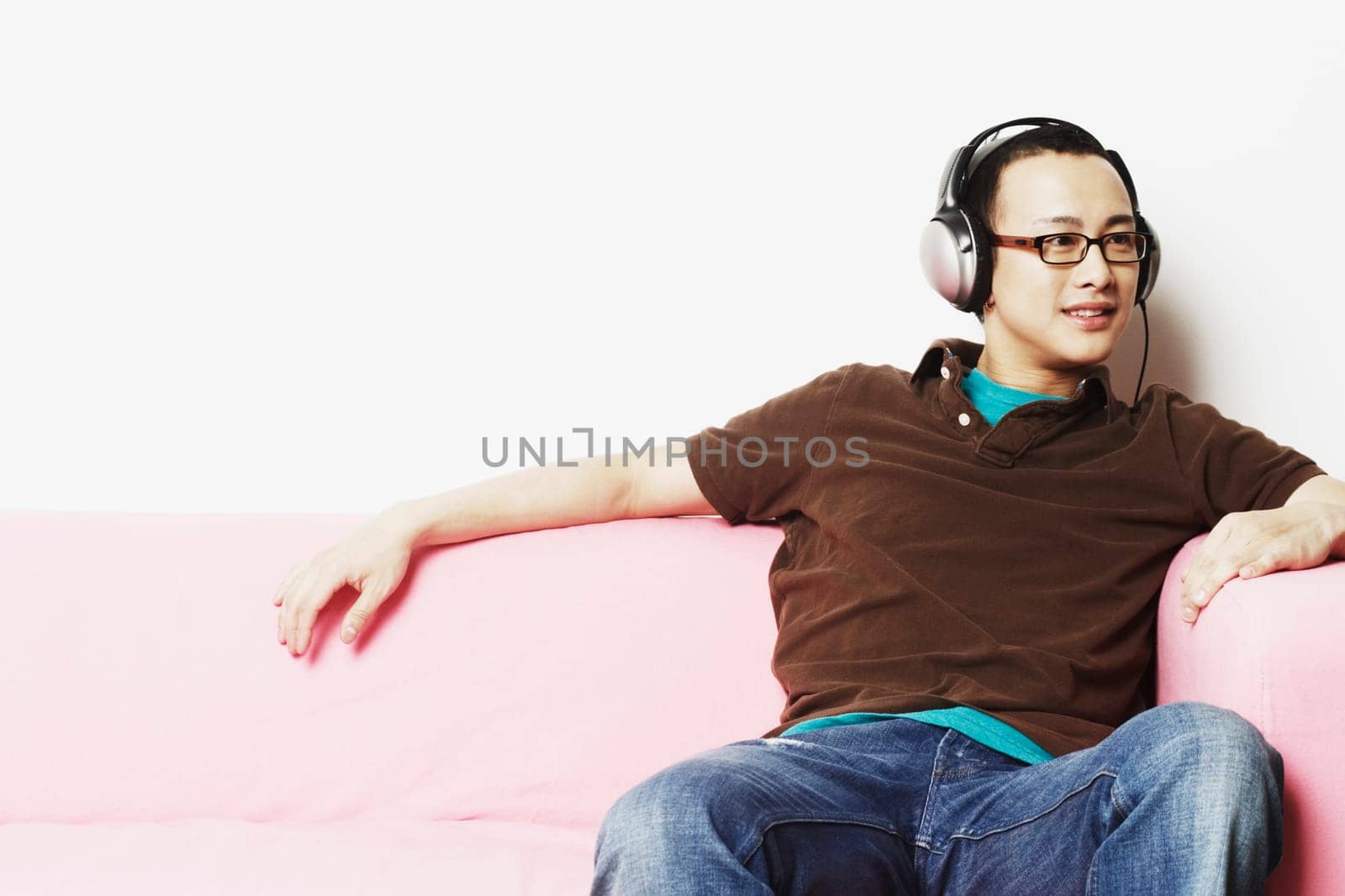Young man wearing headphones
