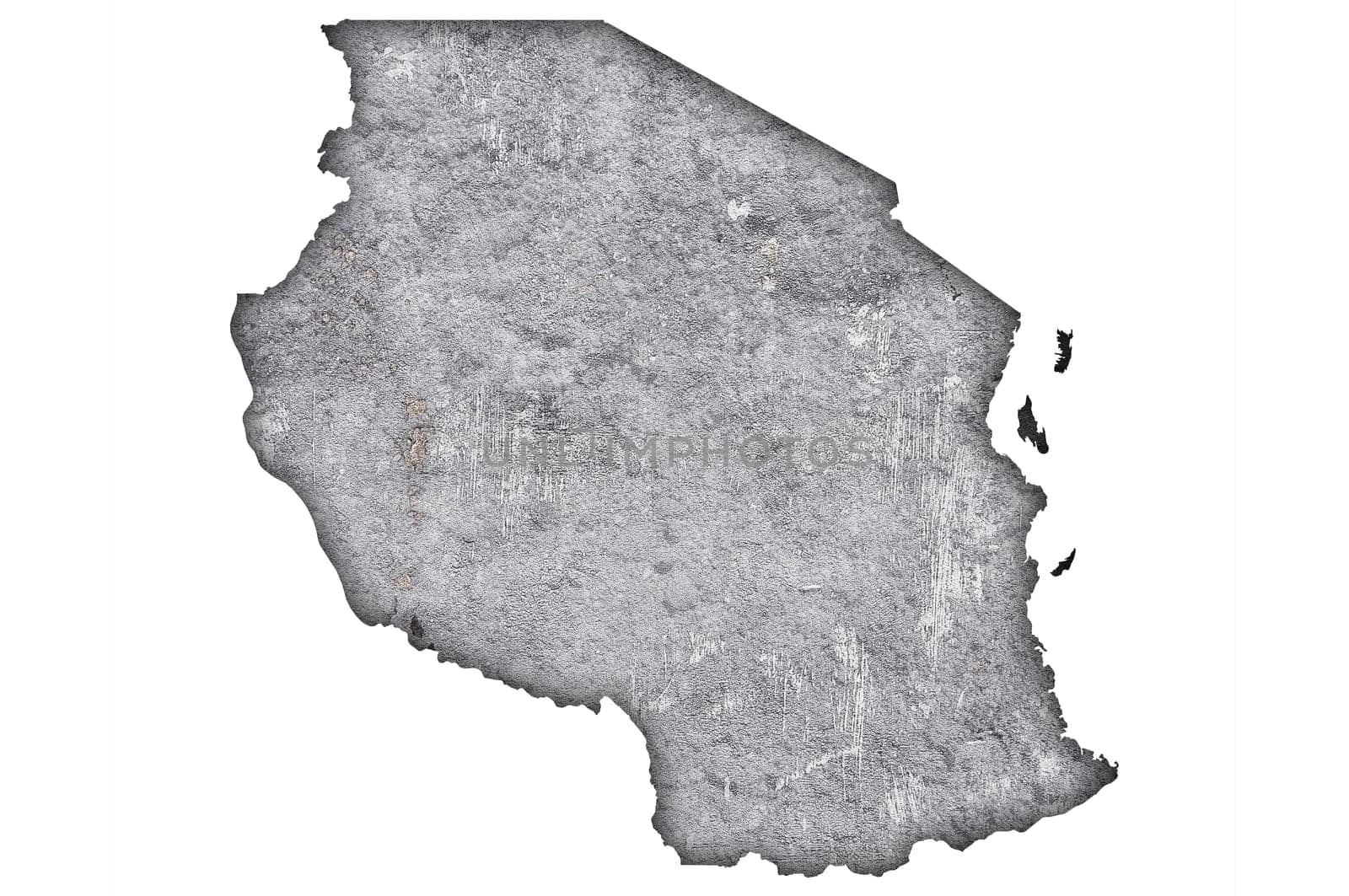 Map of Tanzania on weathered concrete