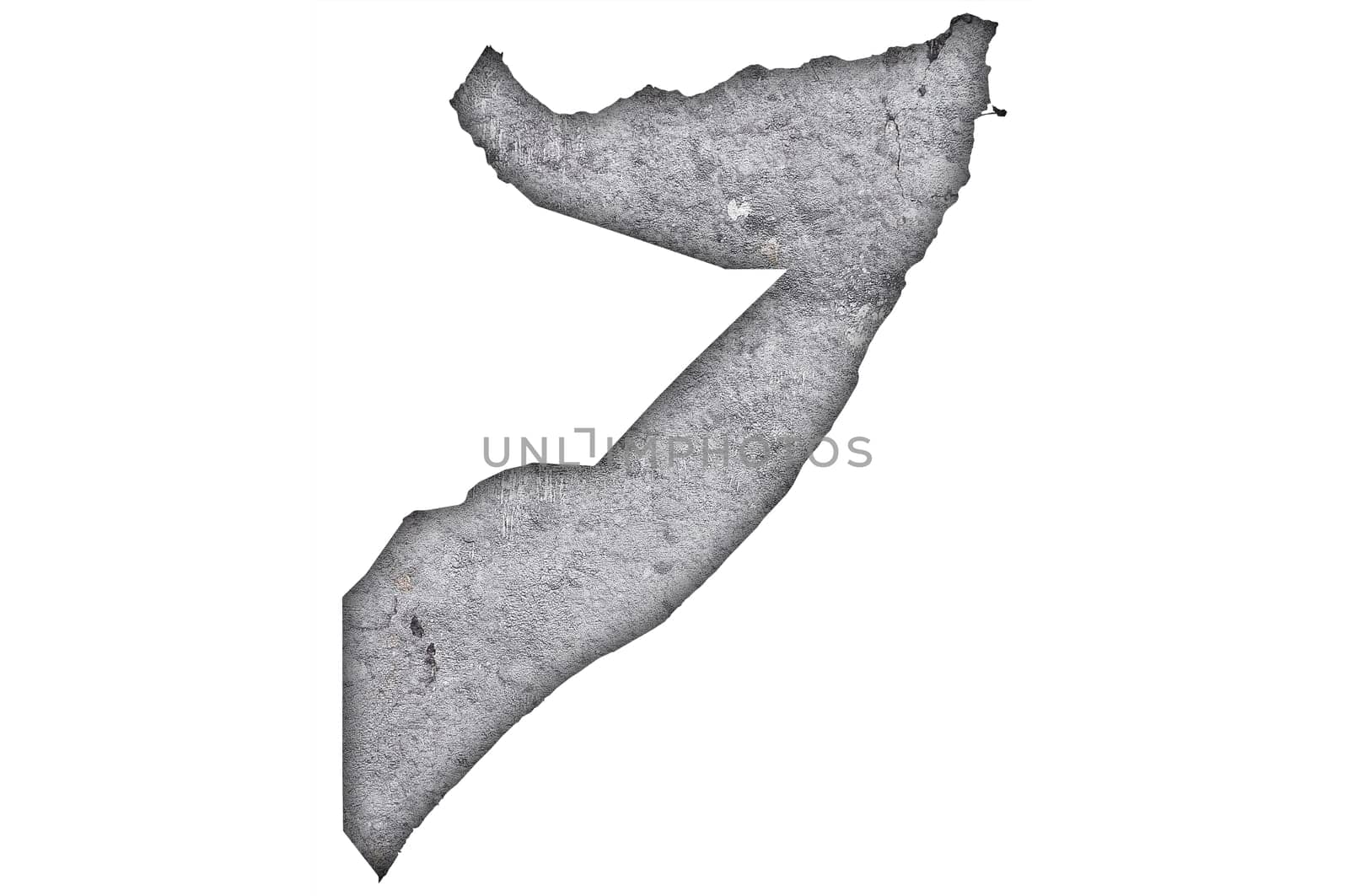 Map of Somalia on weathered concrete