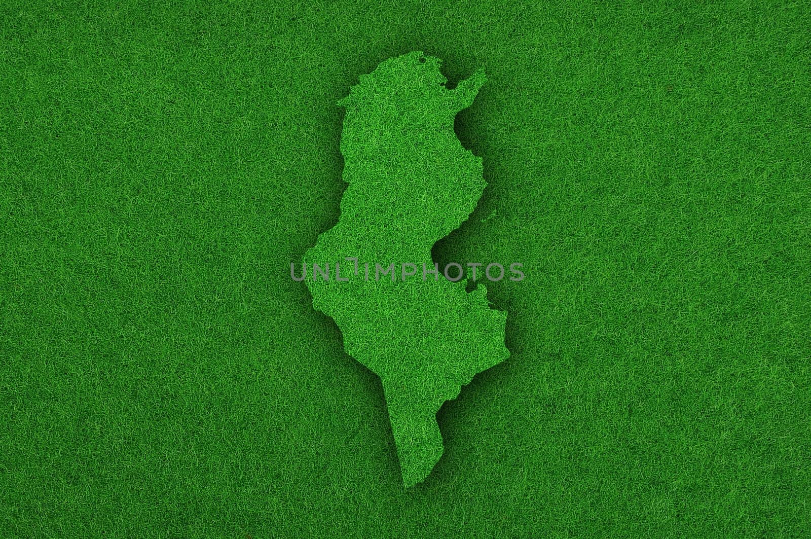 Map of Tunisia on green felt