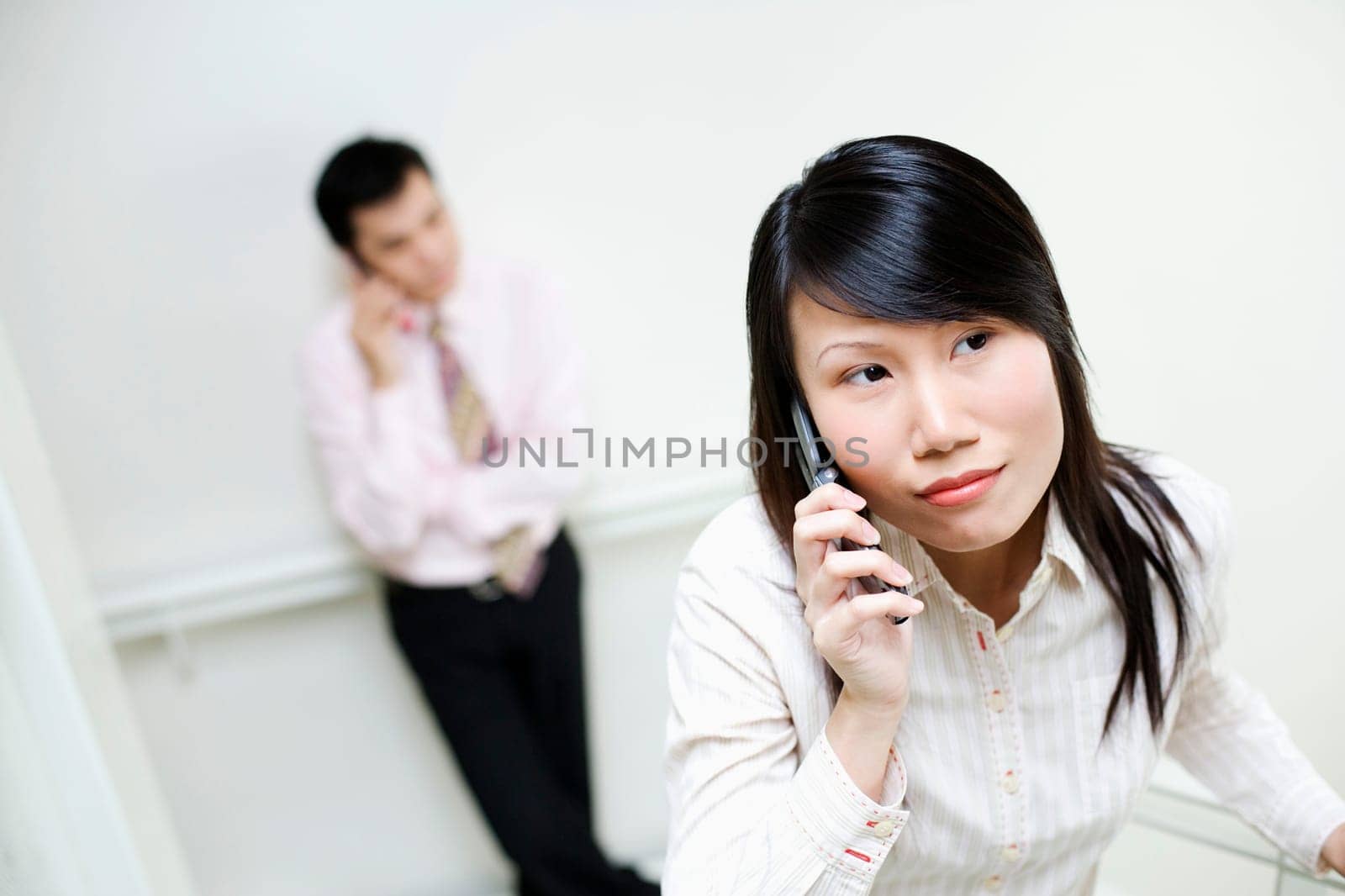 Close-up of a businesswoman talking on a mobile phone