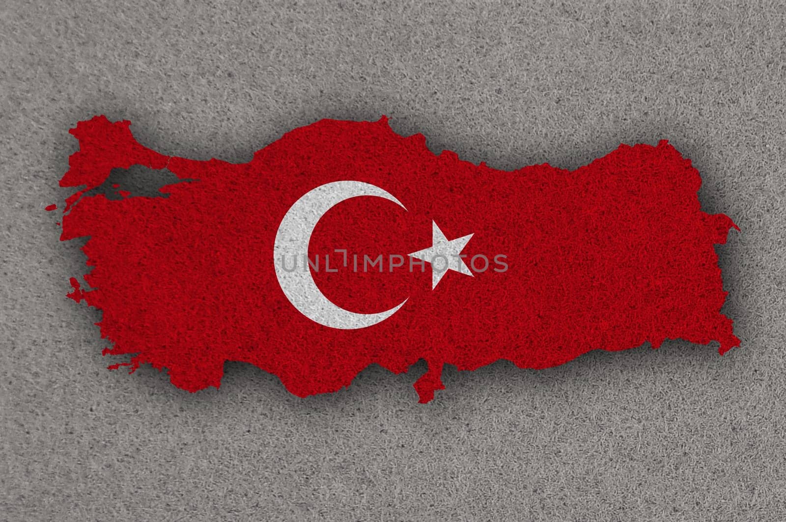 Map and flag of Turkey on felt