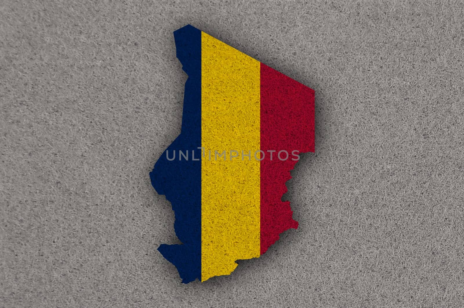Map and flag of Chad on felt