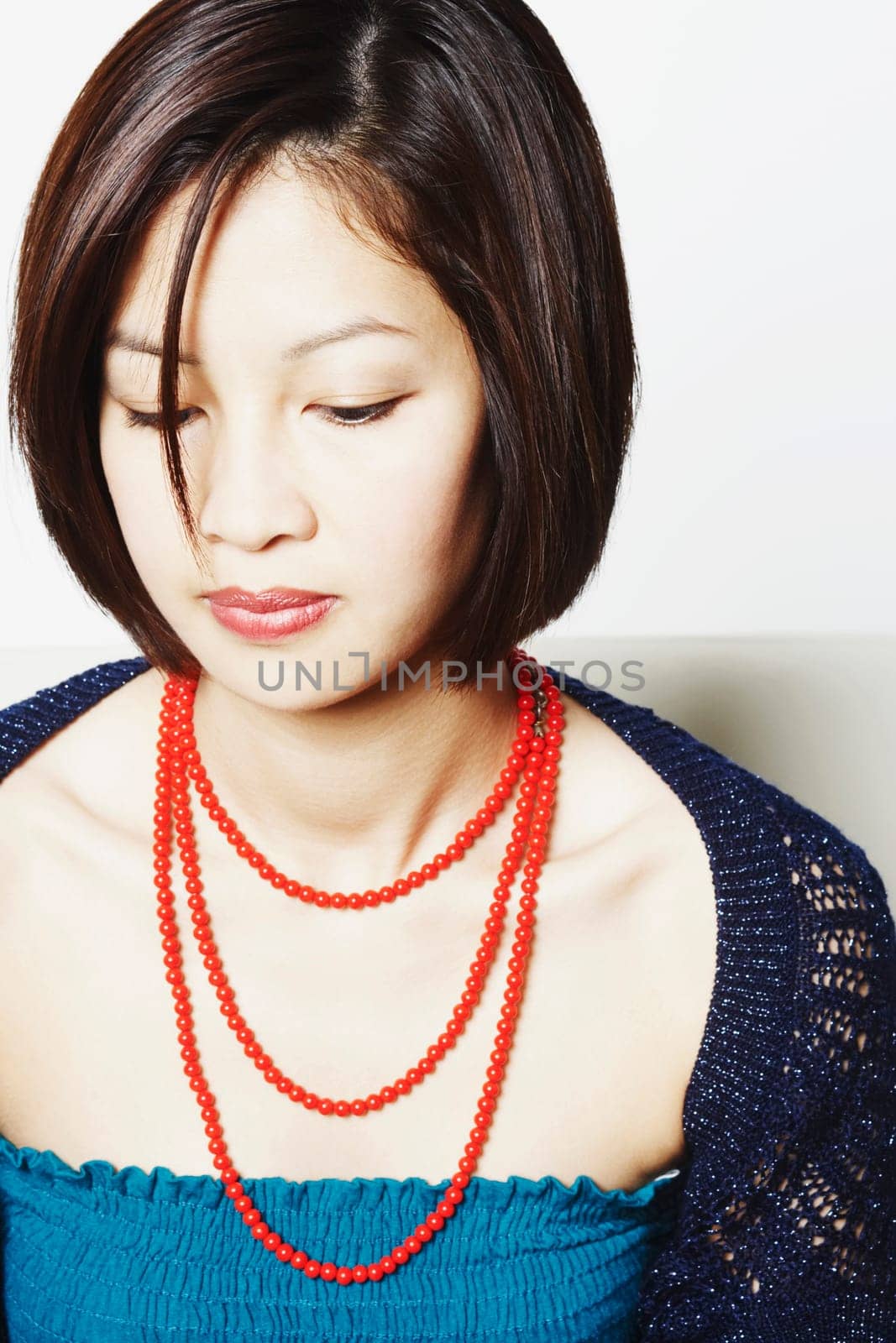 Portrait of a young woman looking serious