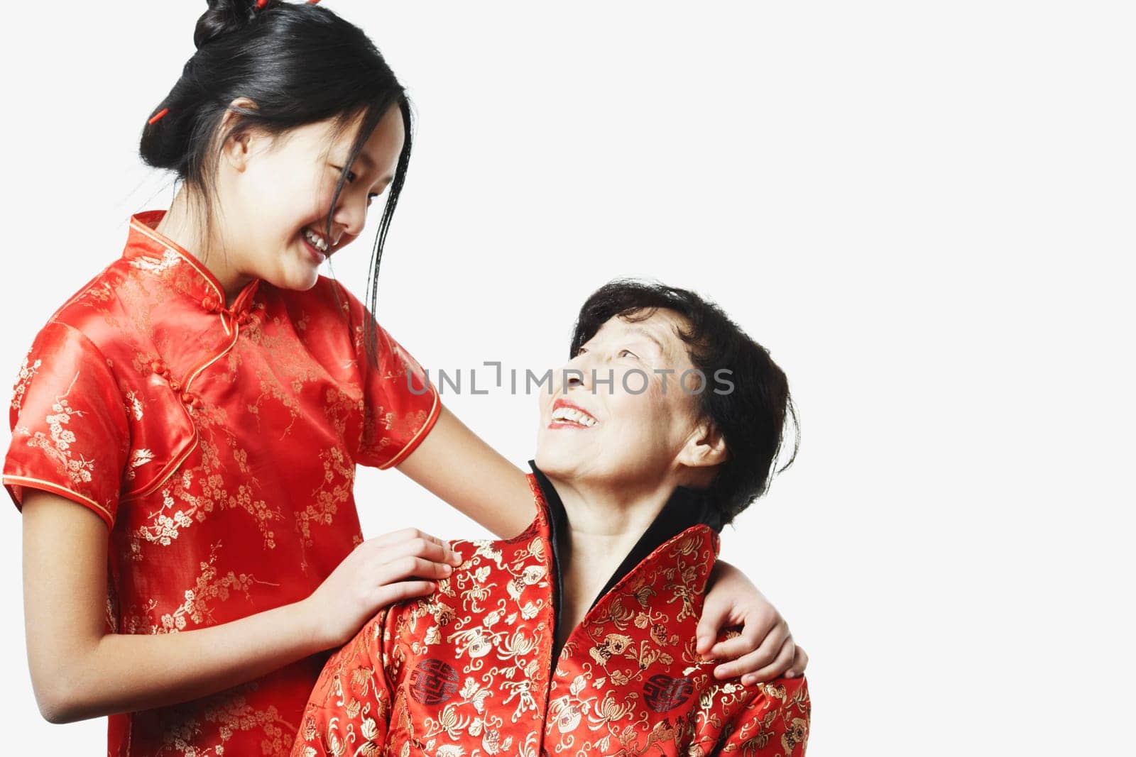 Close-up of a grandmother with her granddaughter