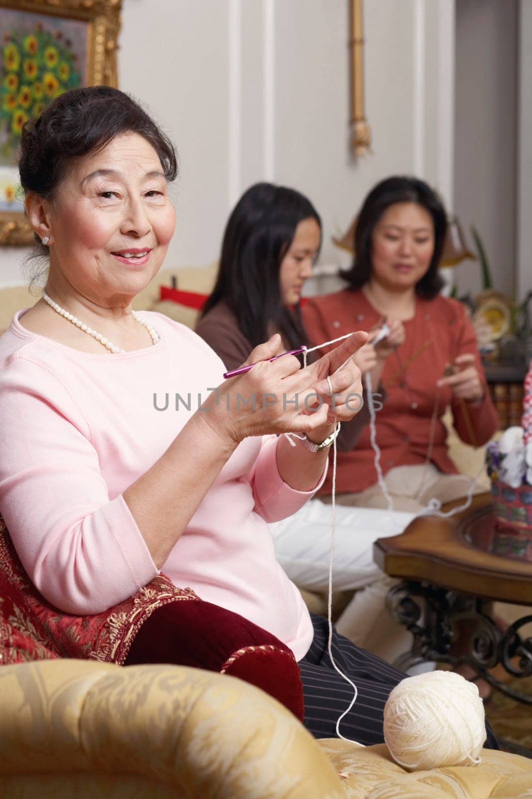 Portrait of a senior woman knitting