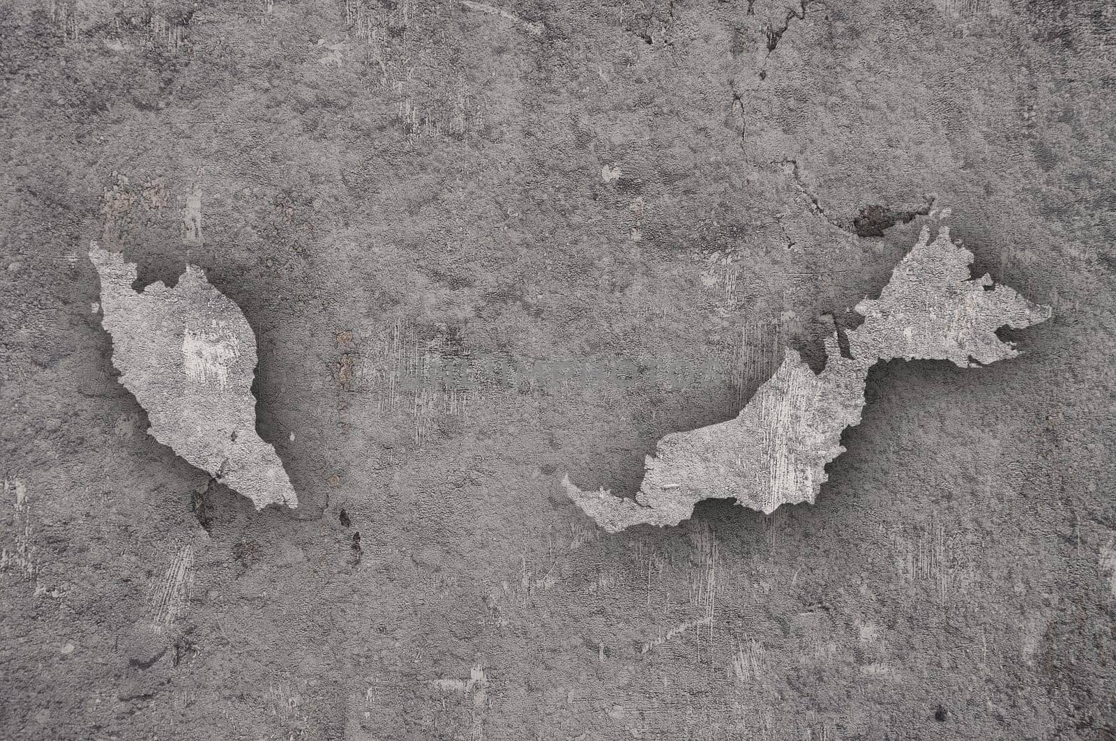 Map of Malaysia on weathered concrete