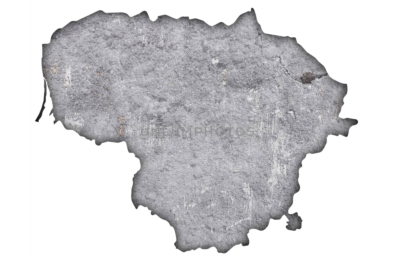 Map of Lithuania on weathered concrete