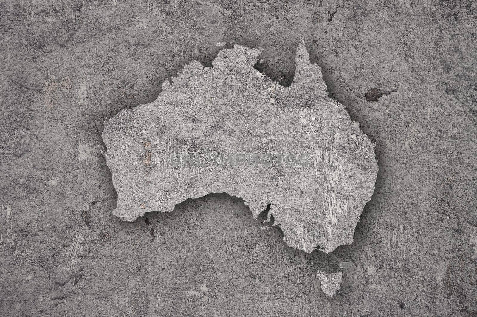 Map of Australia on weathered concrete