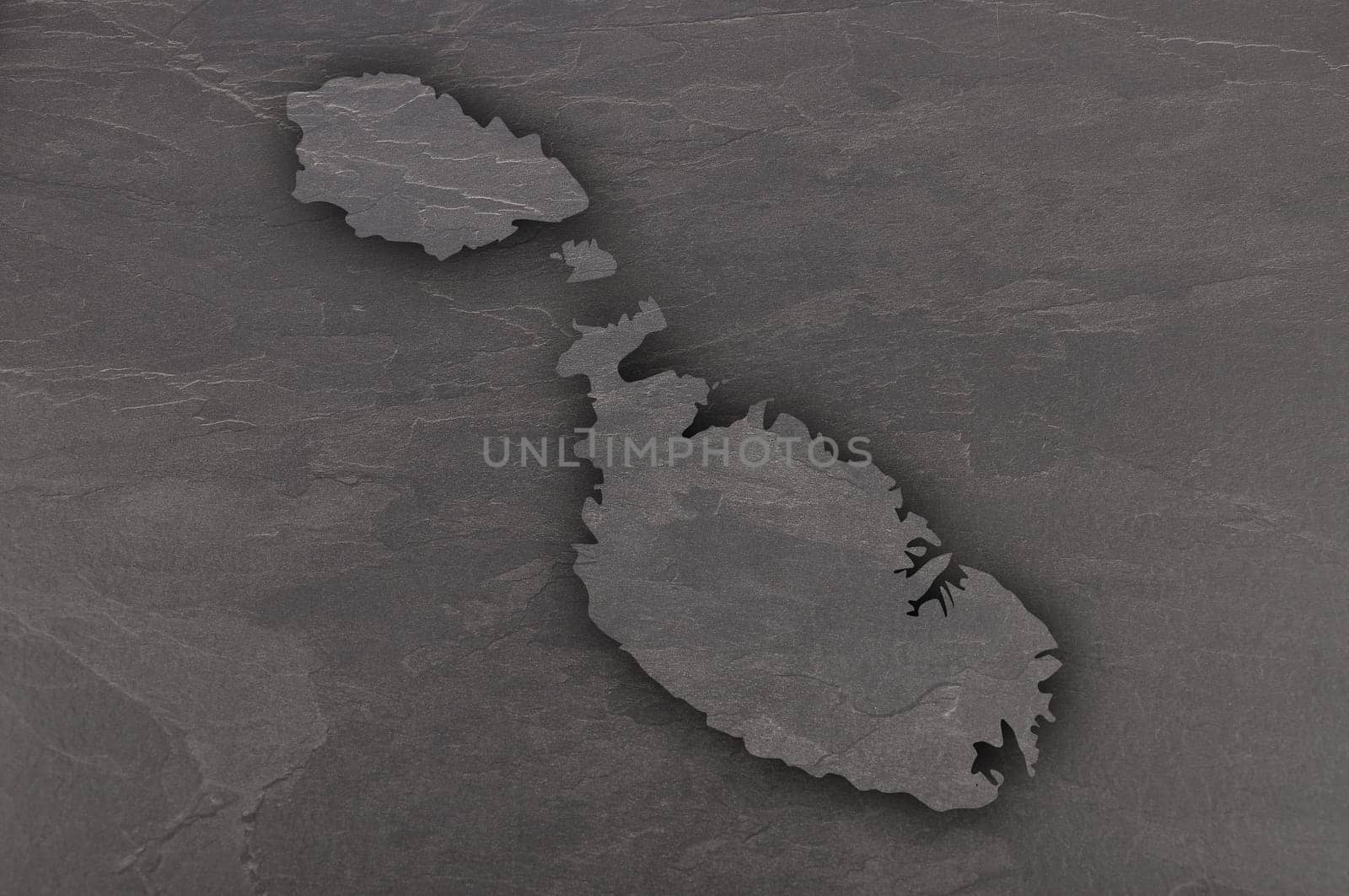 Map of Malta on dark slate