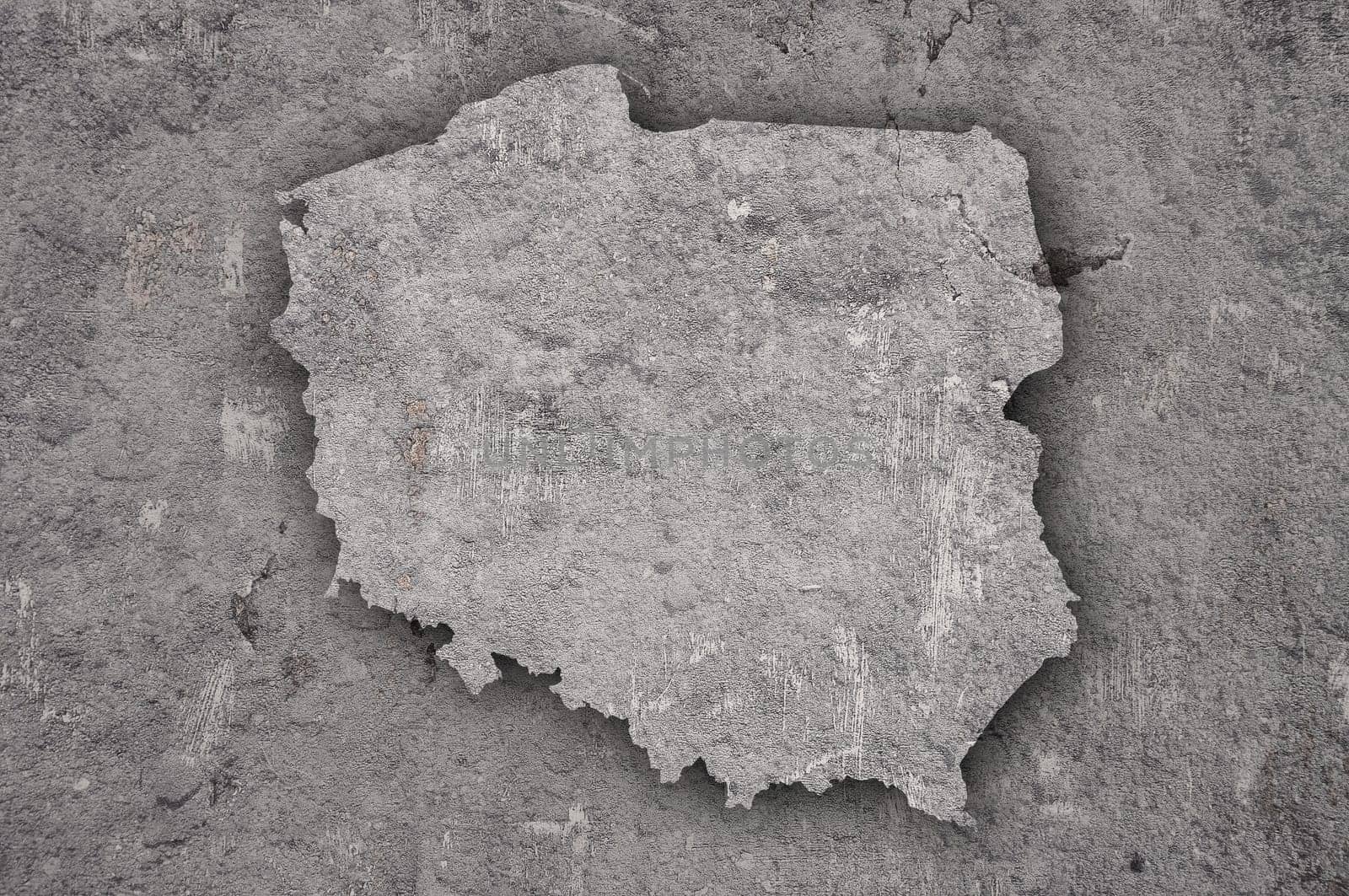 Map of Poland on weathered concrete