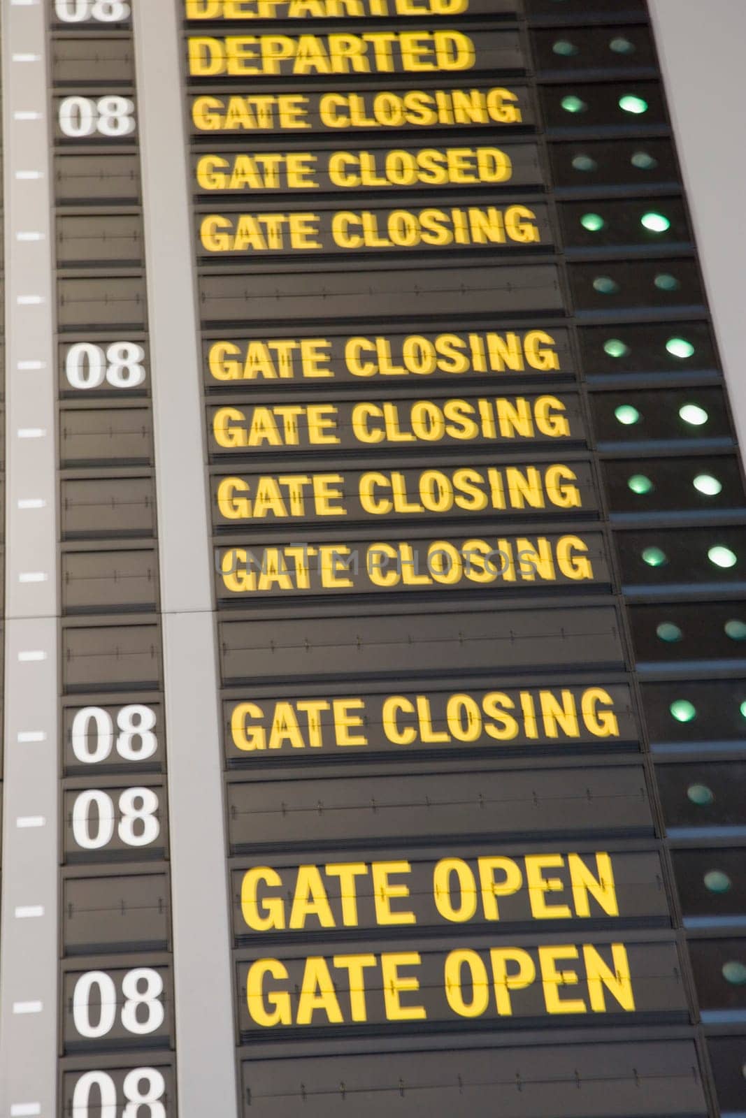 Close-up of an arrival departure board at an airport