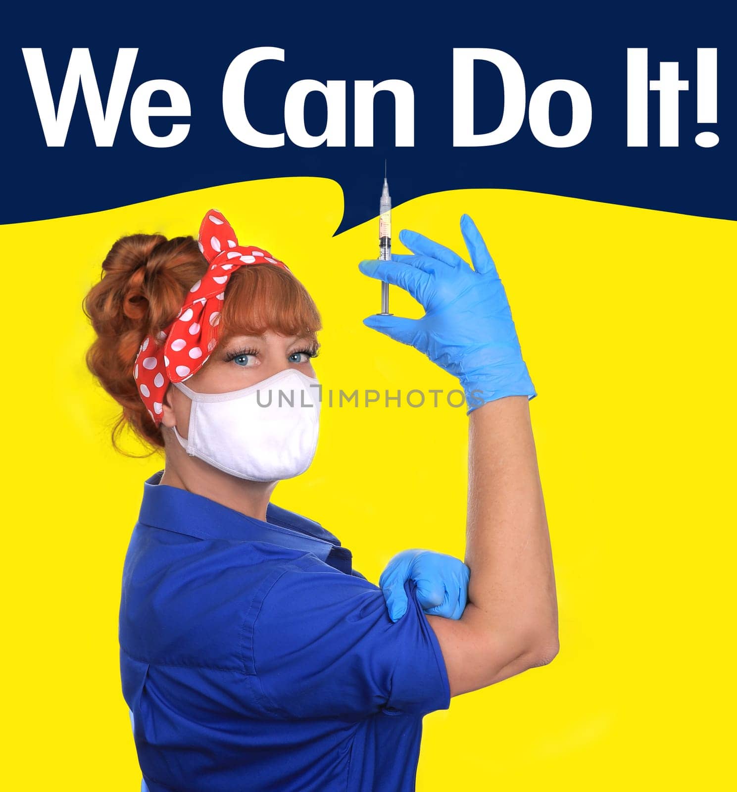 Iconic Image of a Female Factory Worker Updated for Covid 19 Era