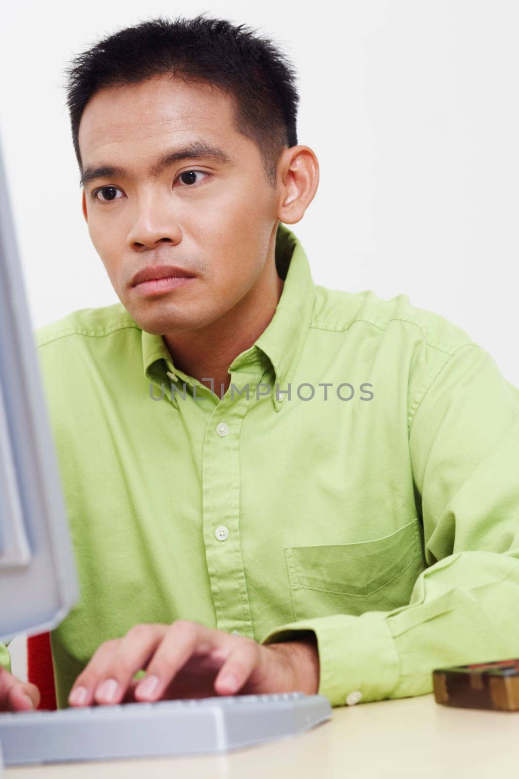 Close-up of a businessman using a computer
