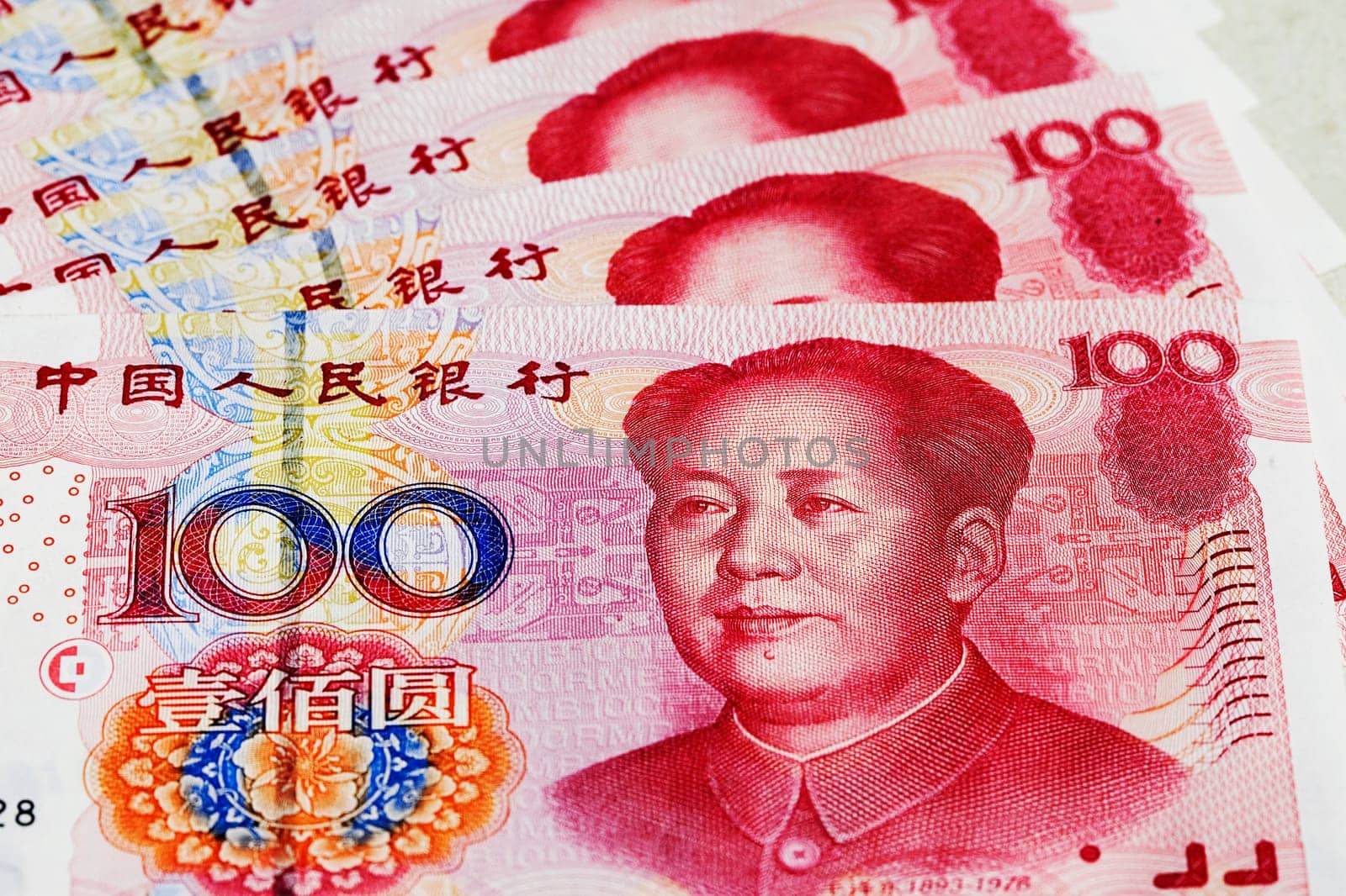 Close-up of one hundred Yuan notes