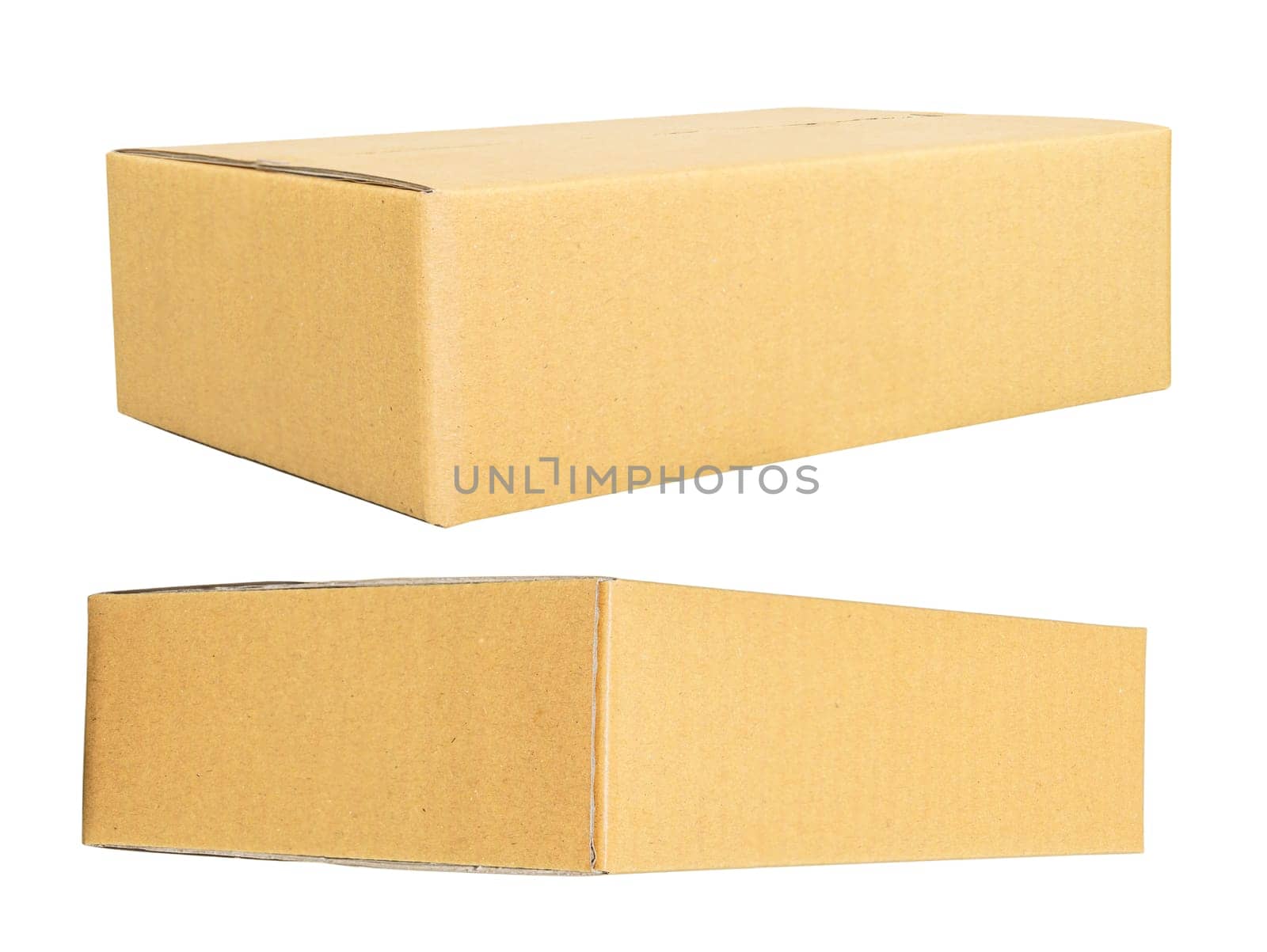 Mockup for design. Closed Brown cardboard box isolated on white background