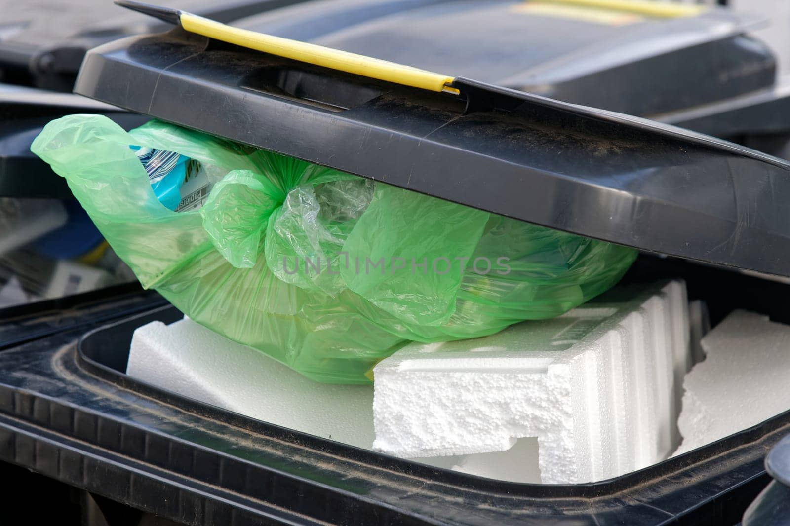Recycling bin with styrofoam