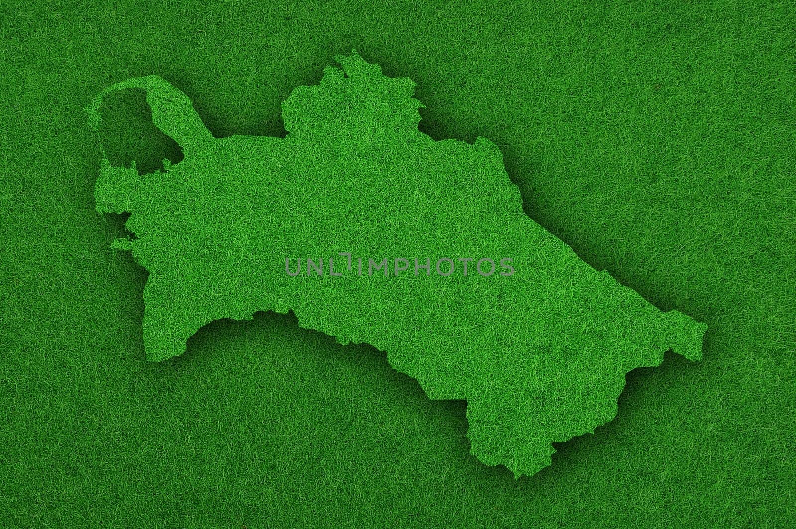 Map of Turkmenistan on green felt