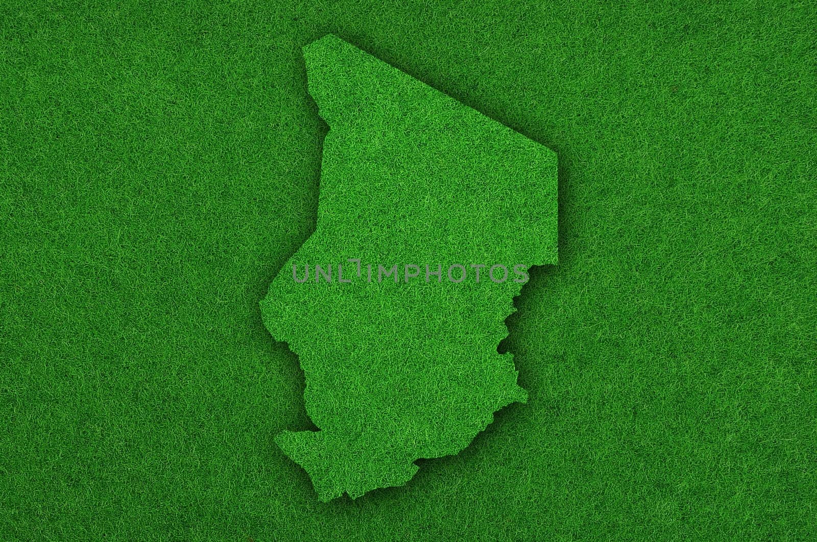 Map of Chad on green felt