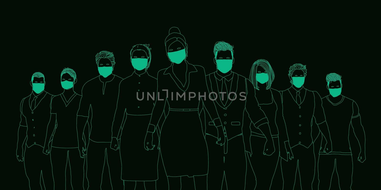 Business People Wearing Medical Masks to Prevent Spread of Virus