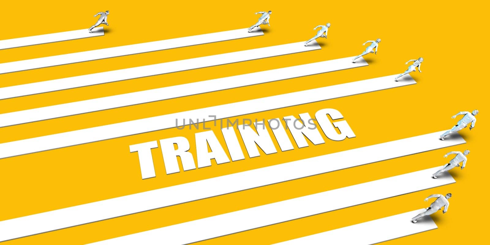 Training Concept with Business People Running on Yellow