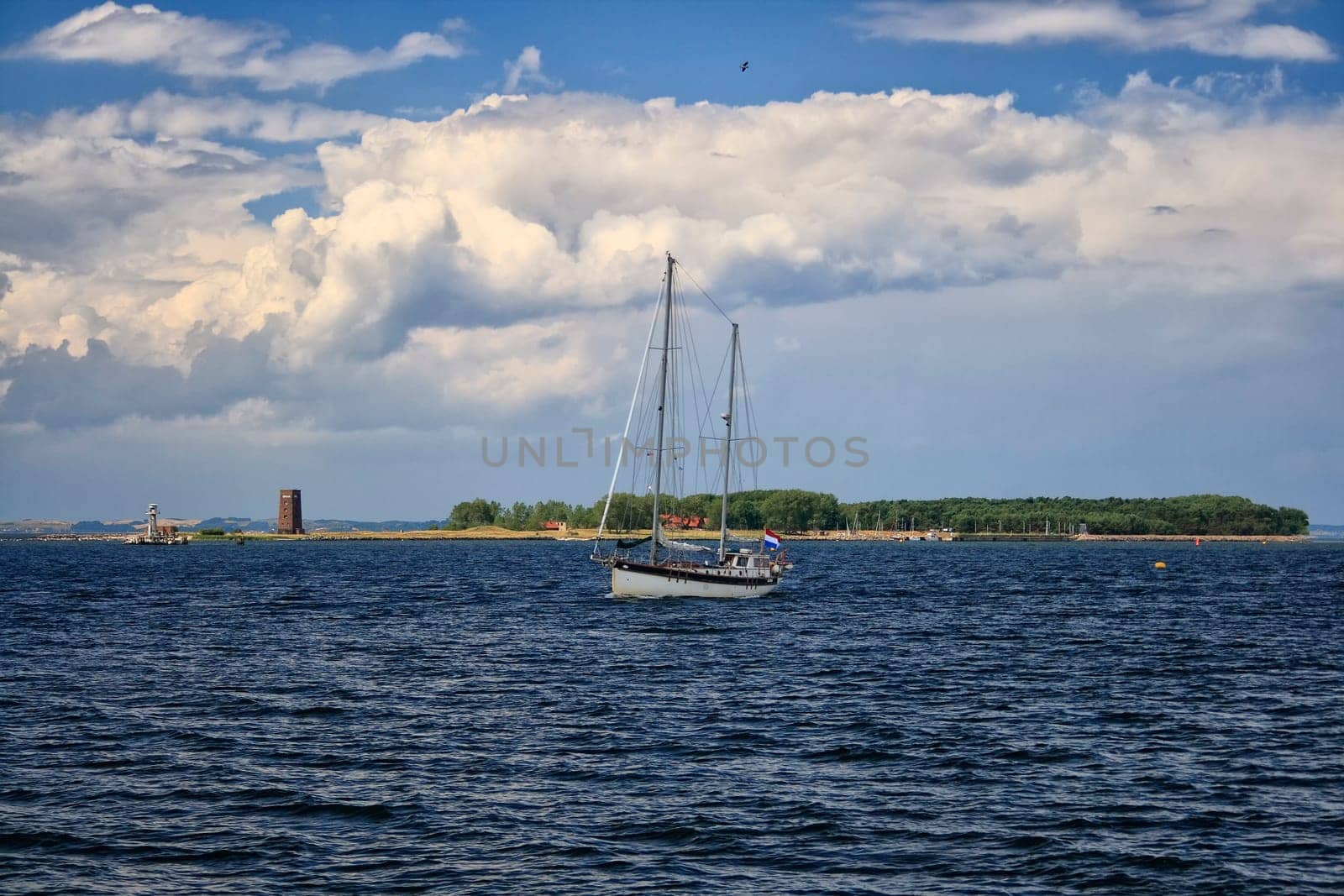 Sailboat in front of the island of Ruden, Mecklenburg Baltic Sea coast