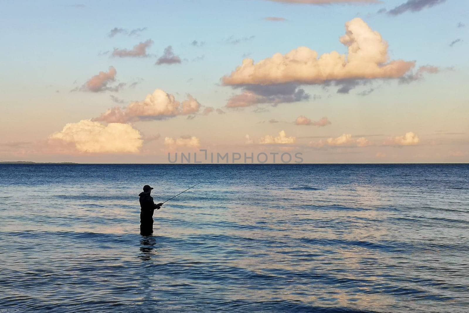 Coastal angler near Thiessow, Mönchgut, Ruegen island