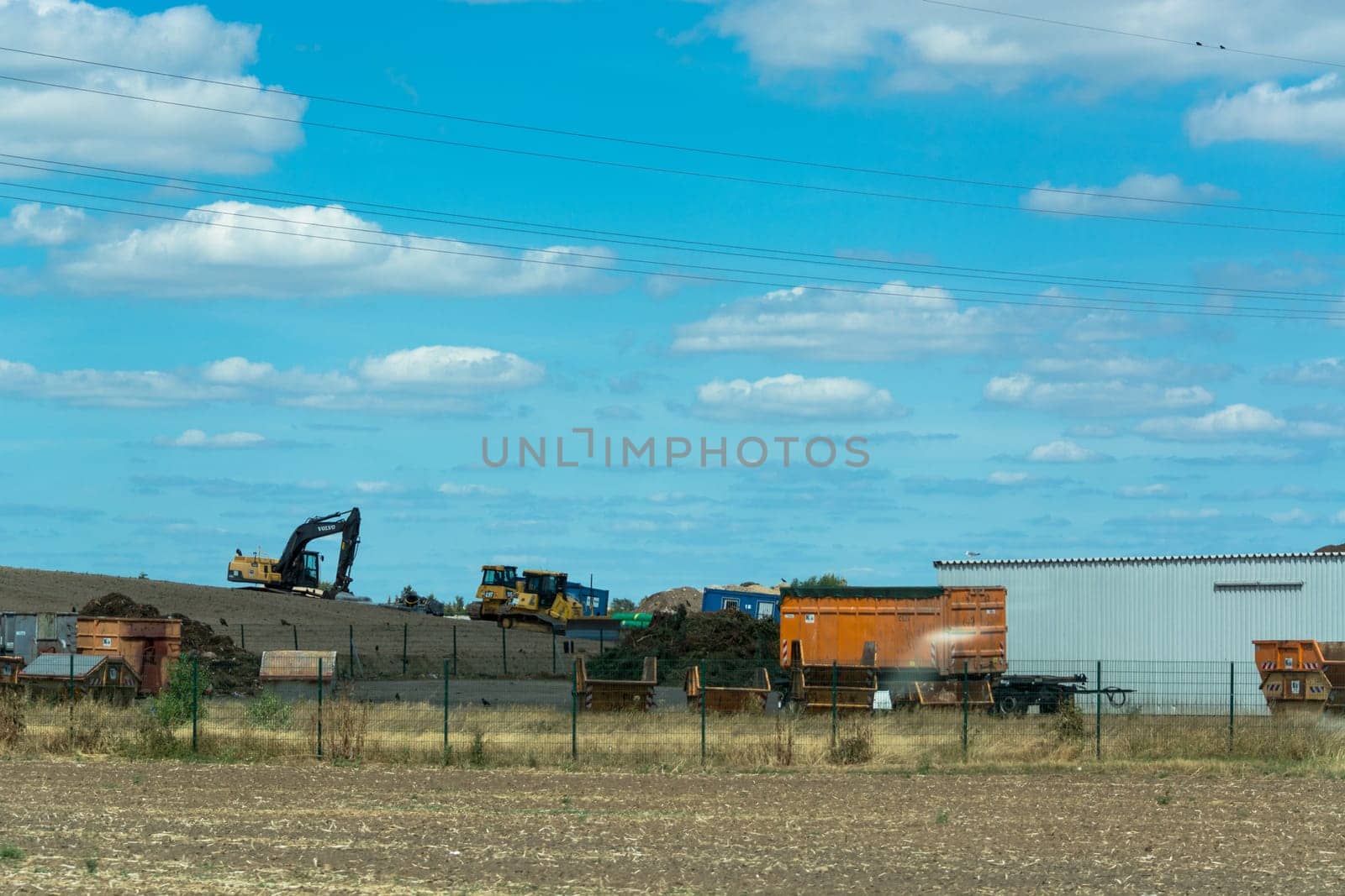 Dröbel, GERMANY - AUGUST 05, 2018: .Landfill and Komstoffhof Latdorf-Dröbel. Recycling yard for recycling yard and refuse collection in Saxony Anhalt