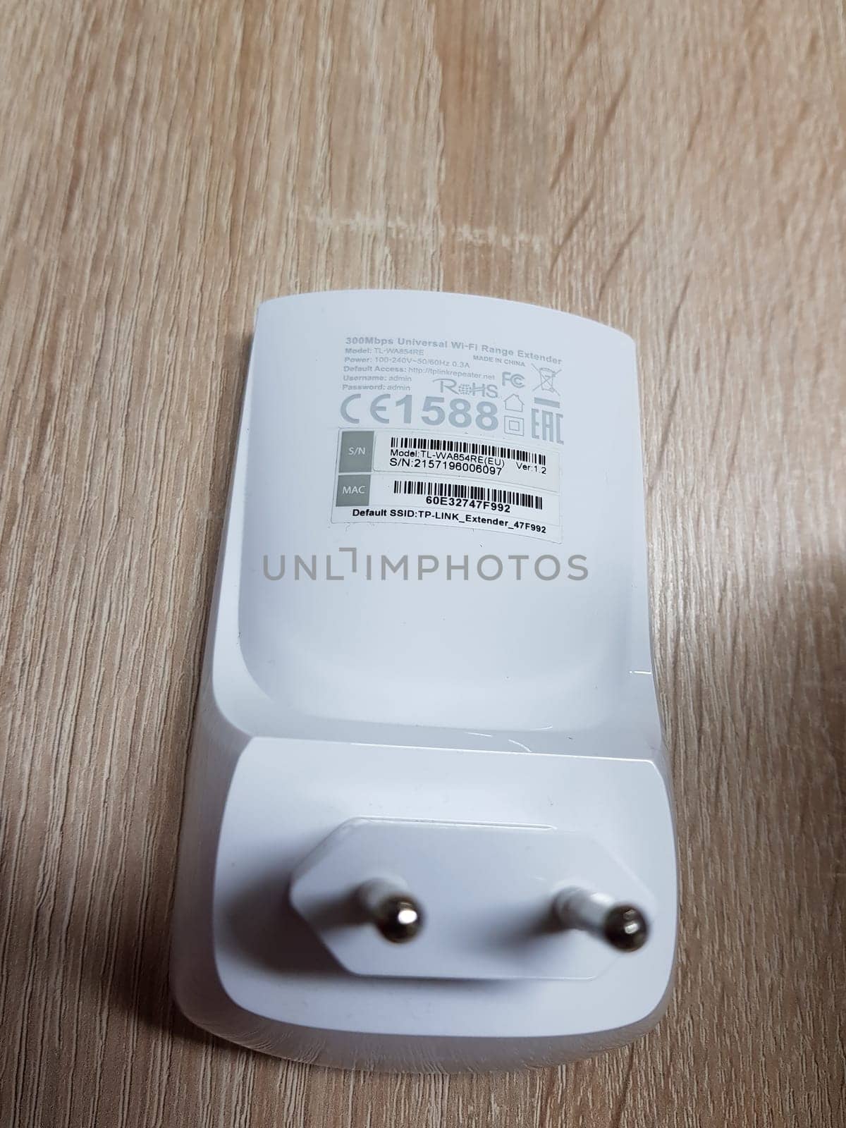 HEILIGENHAUS, NRW, GERMANY - DECEMBER 16, 2018: TP-Link TL-WA850RE WLAN Repeater with 300 Mbps, WLAN amplifier, App control, Ethernet port, WPS, AP mode, LED switchable, compatible with all WLAN devices in white