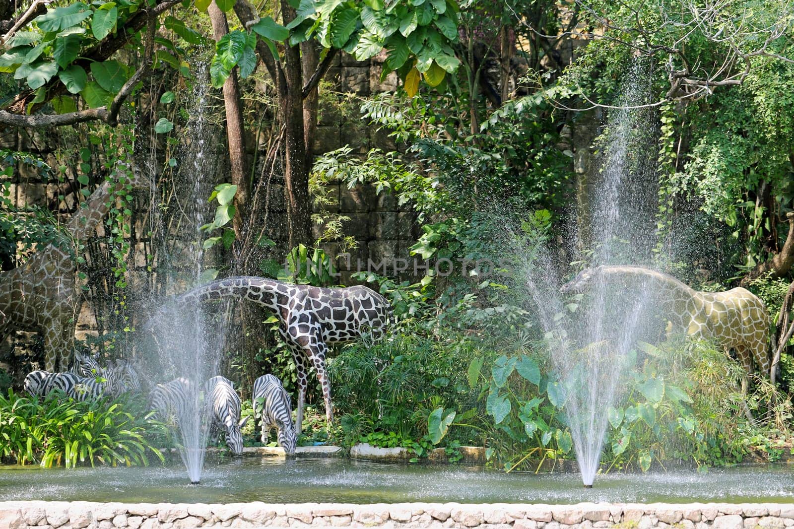 Fontanv little background on statues of giraffes and zebras